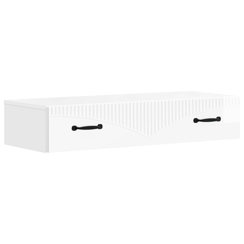 vidaXL Τραπεζάκι Τοίχου Γυαλιστερό Λευκό 87,5 x 34,5 x 17 εκ.