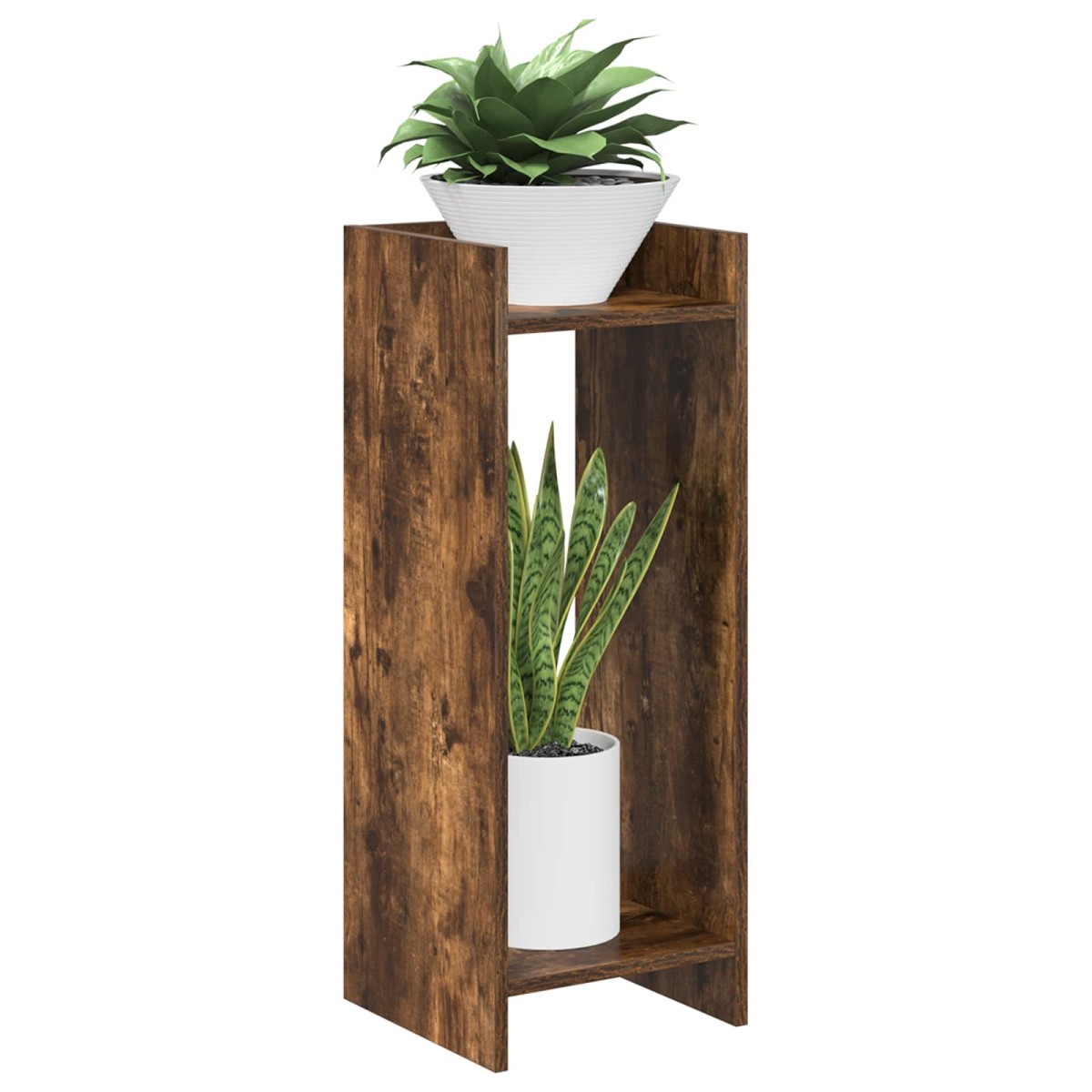 vidaXL Βάση φυτών 2 τμχ. Καπνιστή Δρυς 30 x 30 x 80 cm