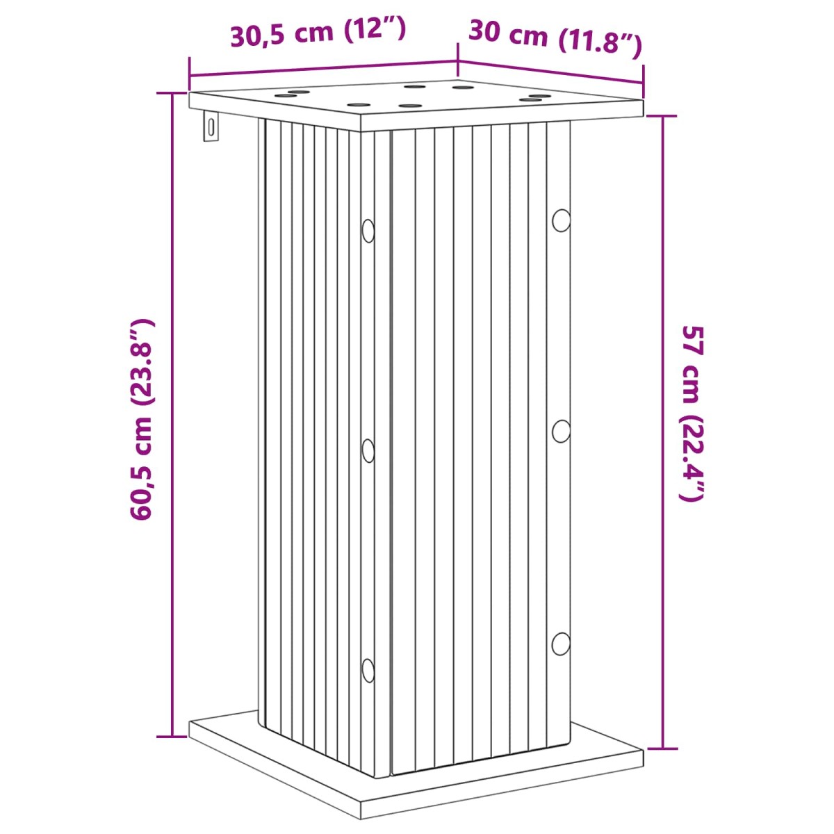 vidaXL Βάση φυτών Καπνισμένο Ξύλο Δρυός 30,5 x 30 x 60,5 εκ