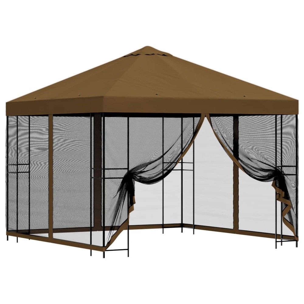 vidaXL Κήπος Γκαζebo με Πλευρικά Τοίχους 3 x 3 m Taupe
