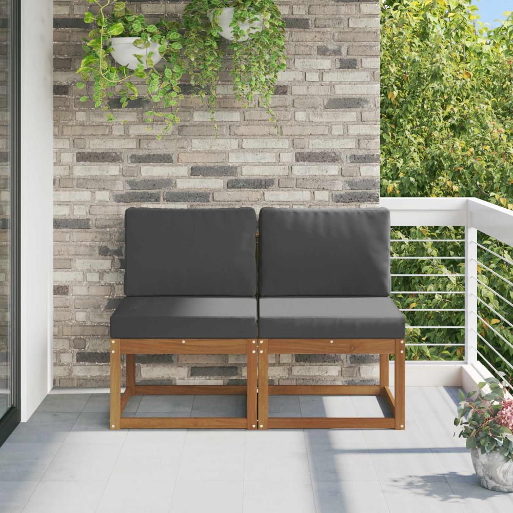 vidaXL 2 Τεμάχιο Μεσαίος καναπές εξωτερικού χώρου Στερεό Ξύλο Ακακίας