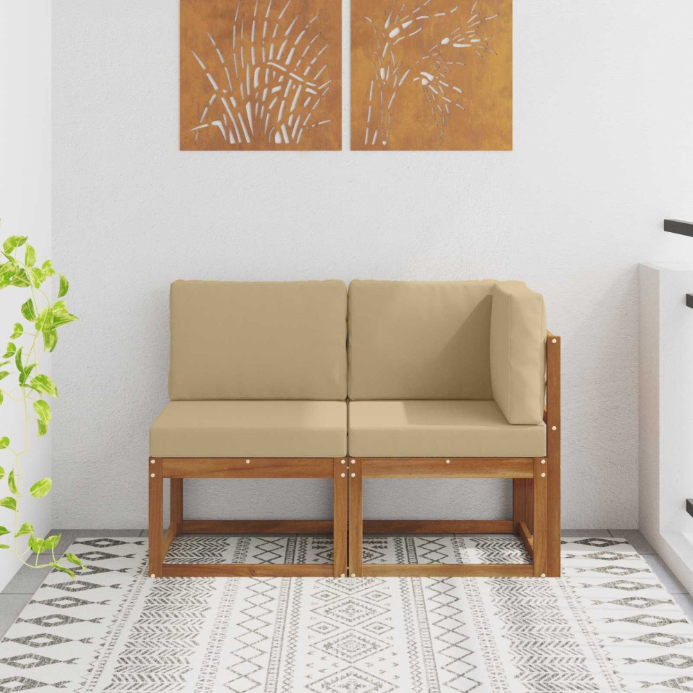 vidaXL Εξωτερικός Μεσαίος και Γωνιακός Καναπές με μαξιλάρι 2 Τεμάχιο