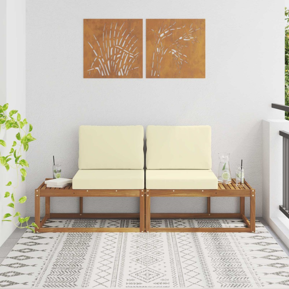 vidaXL Εξωτερικός τμηματικός καναπές 2 Τεμάχιο Φυσικό και Κρέμα