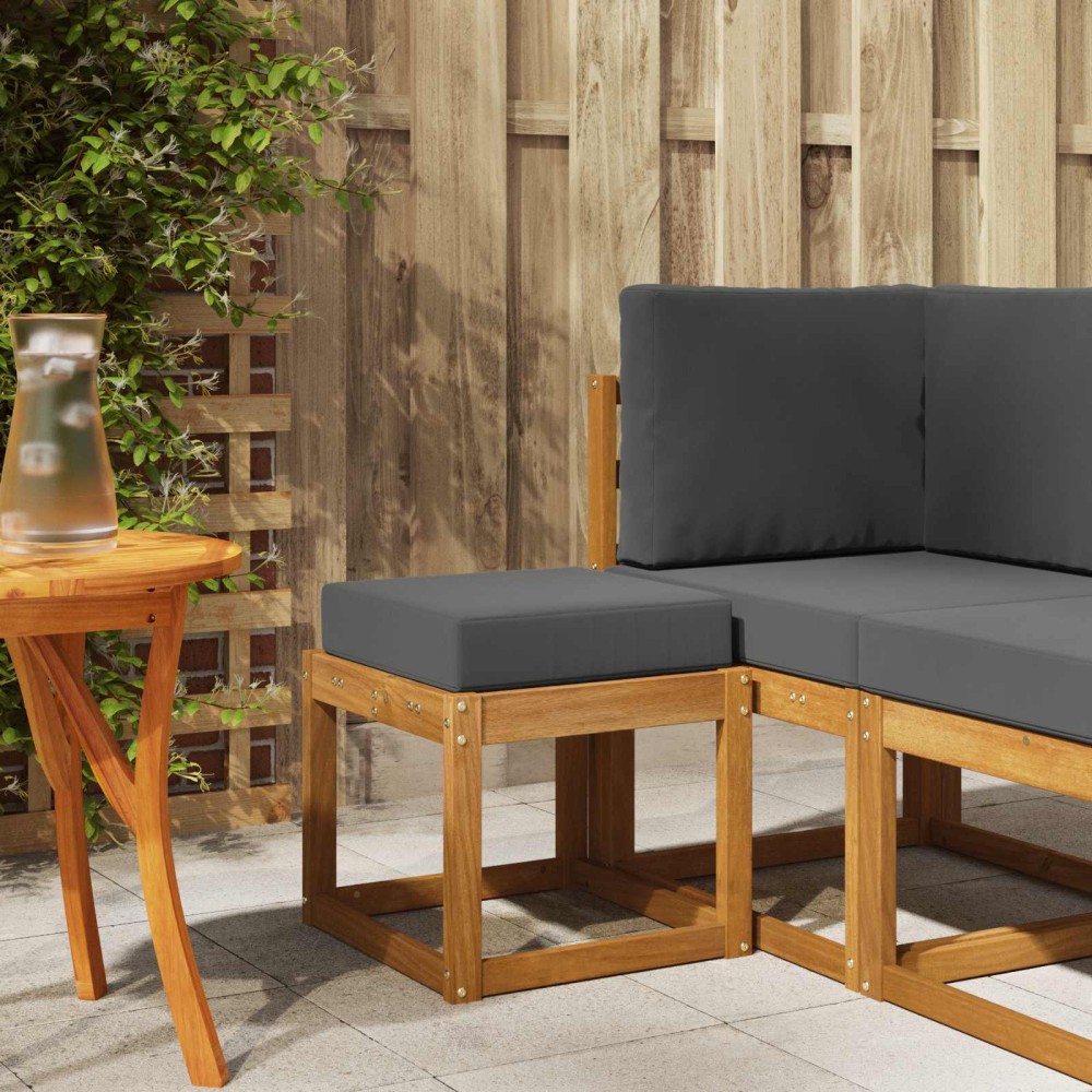 vidaXL Πάγκος Σκαμπό με μαξιλάρι Φυσικό και Ανθρακί 43 x 43 x 37 εκ