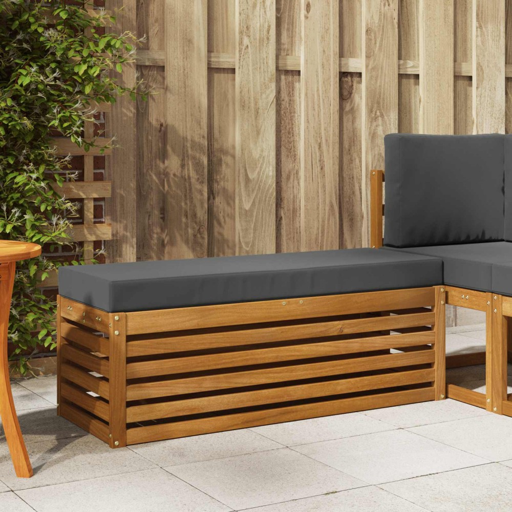 vidaXL Πάγκος Σκαμπό με μαξιλάρι Φυσικό και Ανθρακί 115 x 43 x 37 εκ