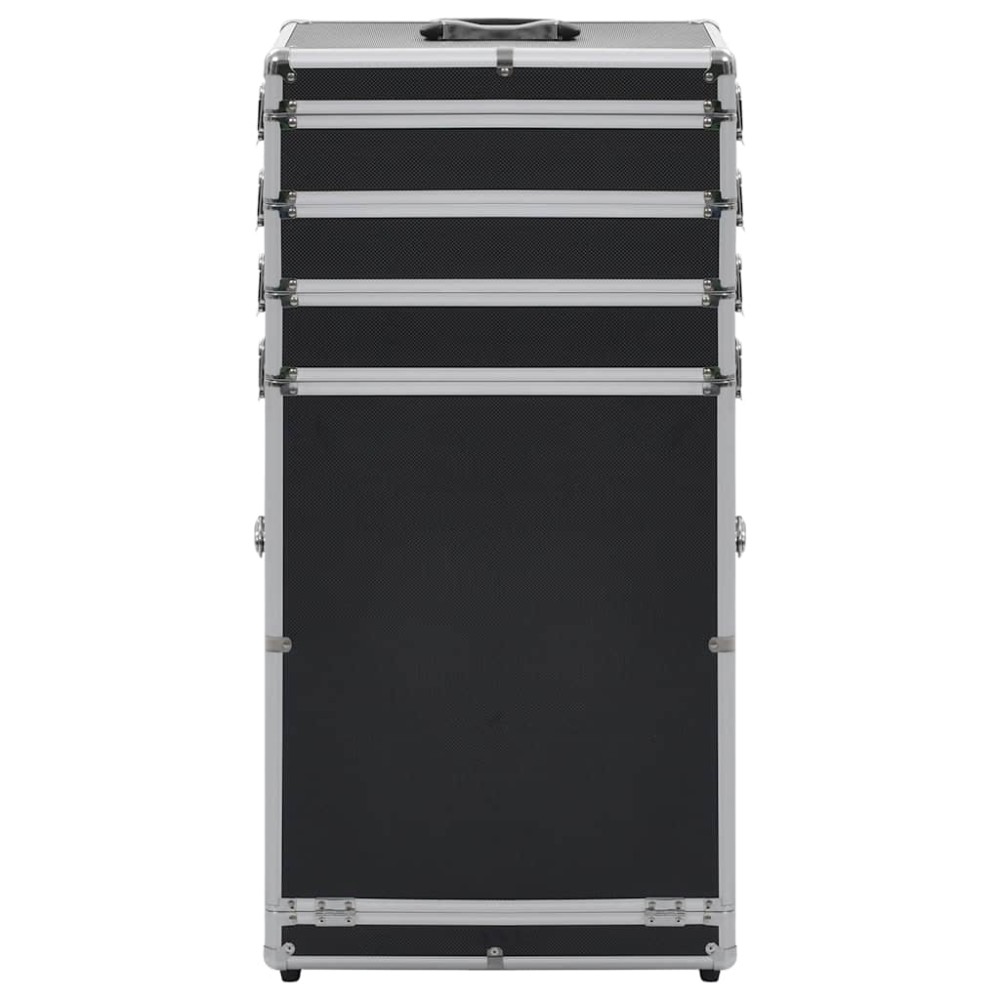 vidaXL Βαλίτσα Μακιγιάζ Τρόλεϊ Μαύρη Αλουμινίου