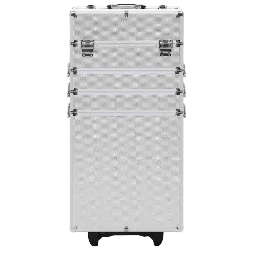 vidaXL Βαλίτσα Μακιγιάζ Τρόλεϊ Ασημί Αλουμινίου