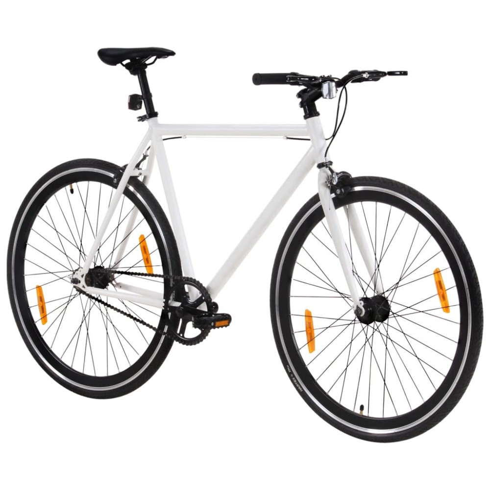 vidaXL Ποδήλατο Μονής Ταχύτητας Λευκό και Μαύρο 700c 55 εκ.