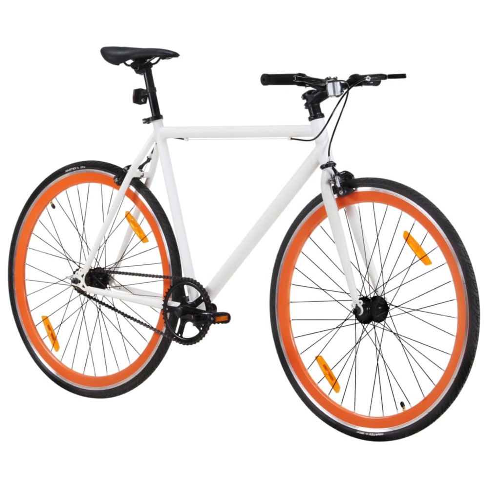 vidaXL Ποδήλατο Μονής Ταχύτητας Λευκό και Πορτοκαλί 700c 59 εκ.