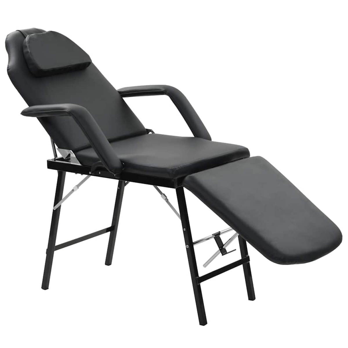 vidaXL Καρέκλα Αισθητικής Φορητή Μαύρη 185x78x76 εκ. Συνθετικό Δέρμα