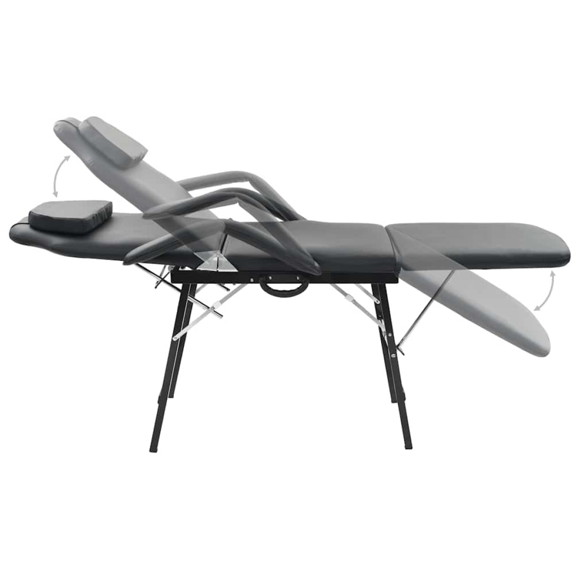 vidaXL Καρέκλα Αισθητικής Φορητή Μαύρη 185x78x76 εκ. Συνθετικό Δέρμα