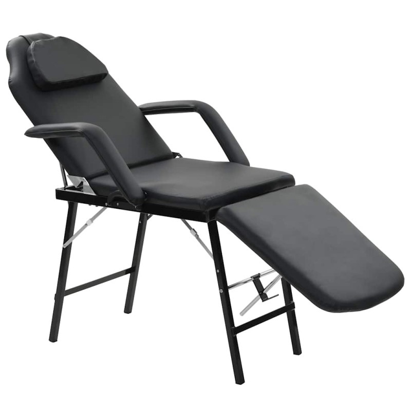 vidaXL Καρέκλα Αισθητικής Φορητή Μαύρη 185x78x76 εκ. Συνθετικό Δέρμα