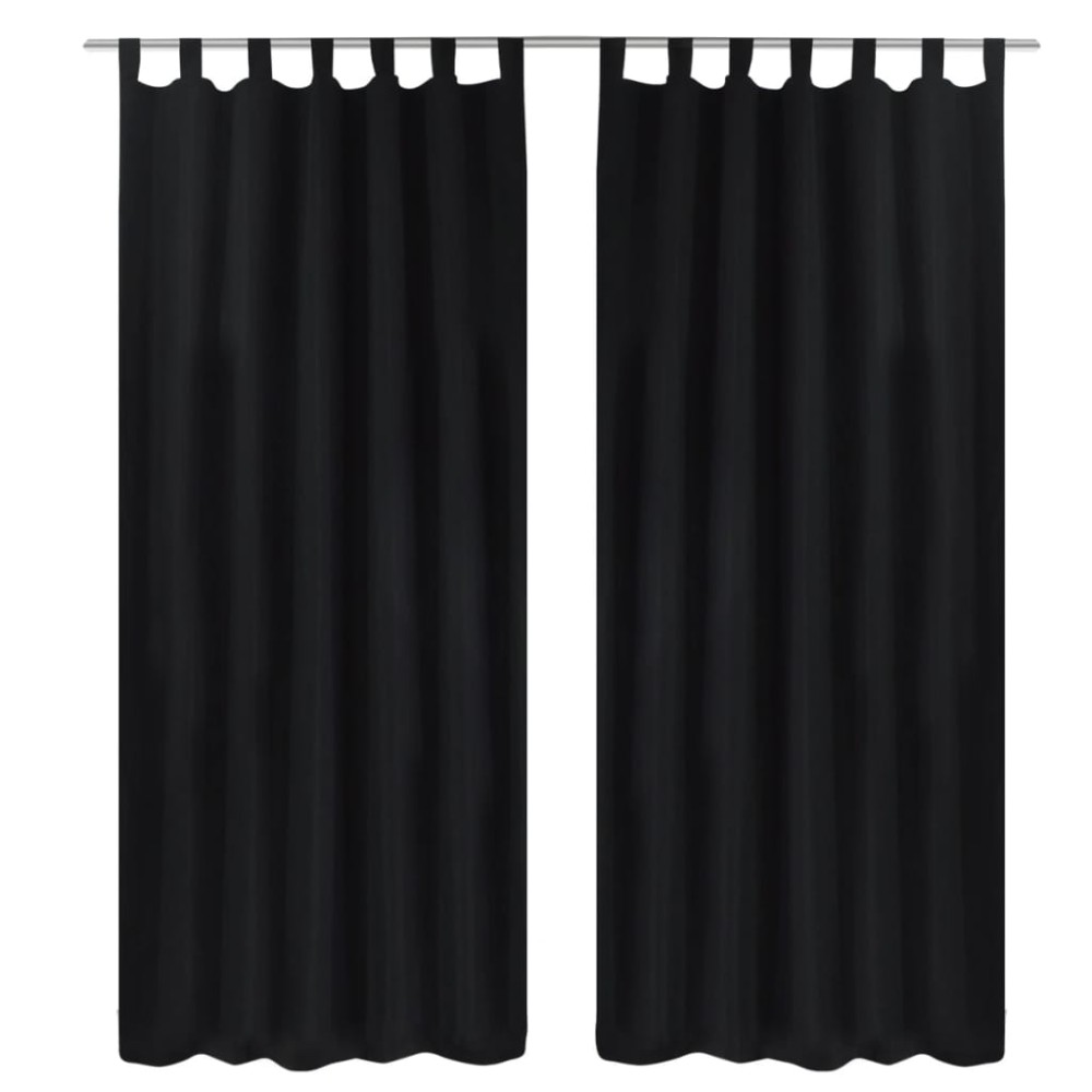 Κουρτίνες με Θηλιές 2 τεμ. Μαύρες 140 x 225 εκ. από Microsatin
