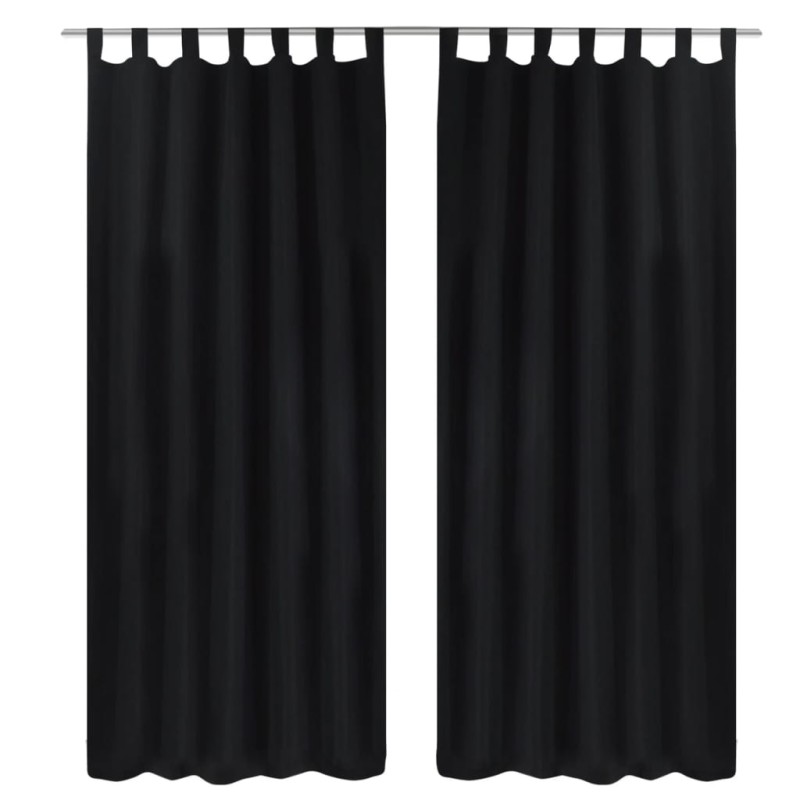Κουρτίνες με Θηλιές 2 τεμ. Μαύρες 140 x 225 εκ. από Microsatin