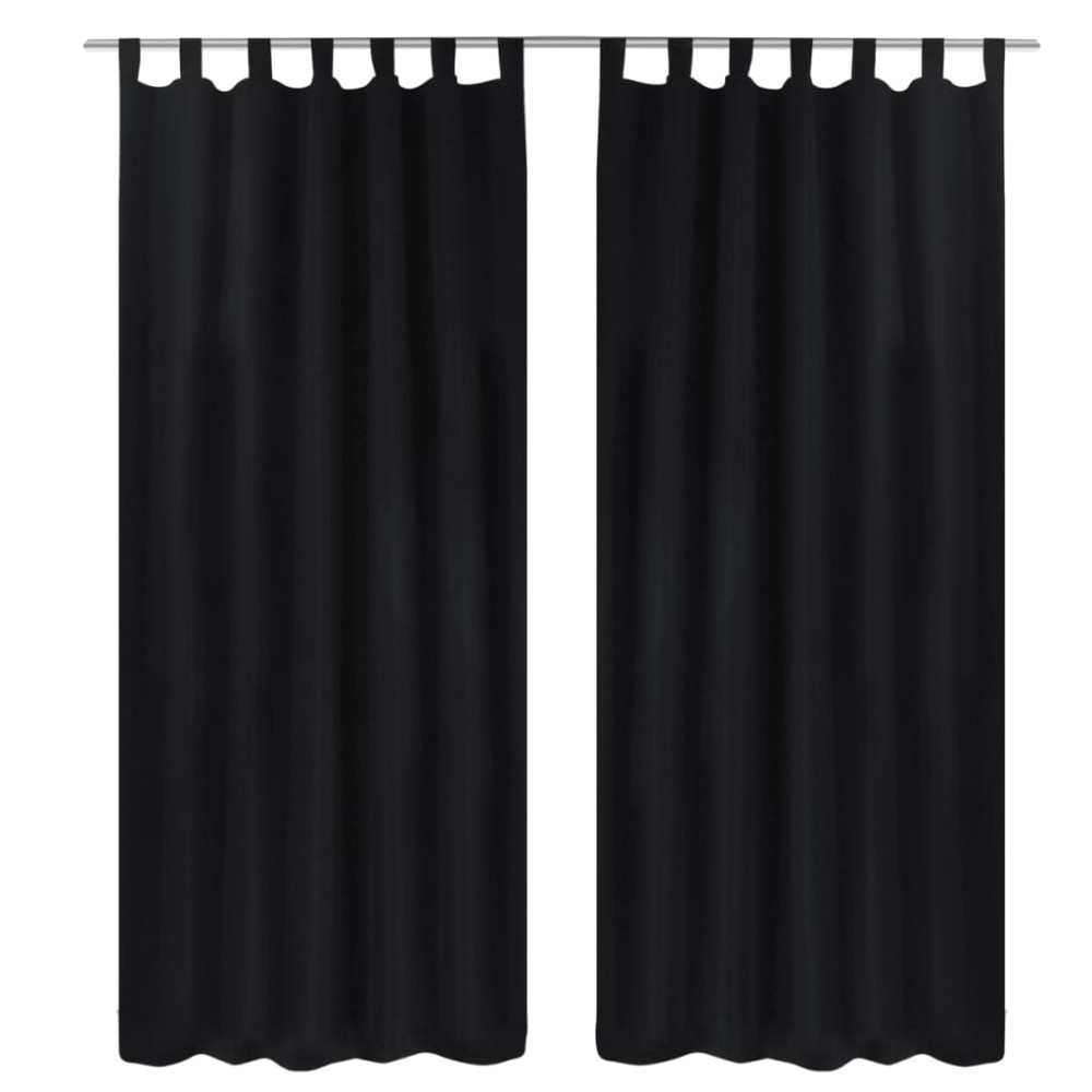 Κουρτίνες με Θηλιές 2 τεμ. Μαύρες 140 x 245 εκ. από Microsatin