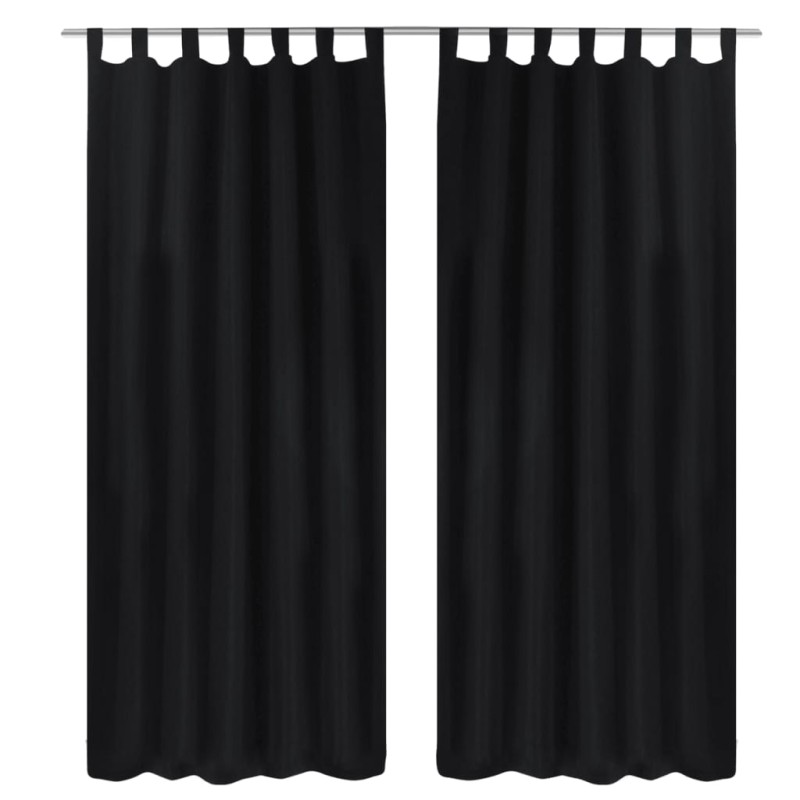 Κουρτίνες με Θηλιές 2 τεμ. Μαύρες 140 x 245 εκ. από Microsatin