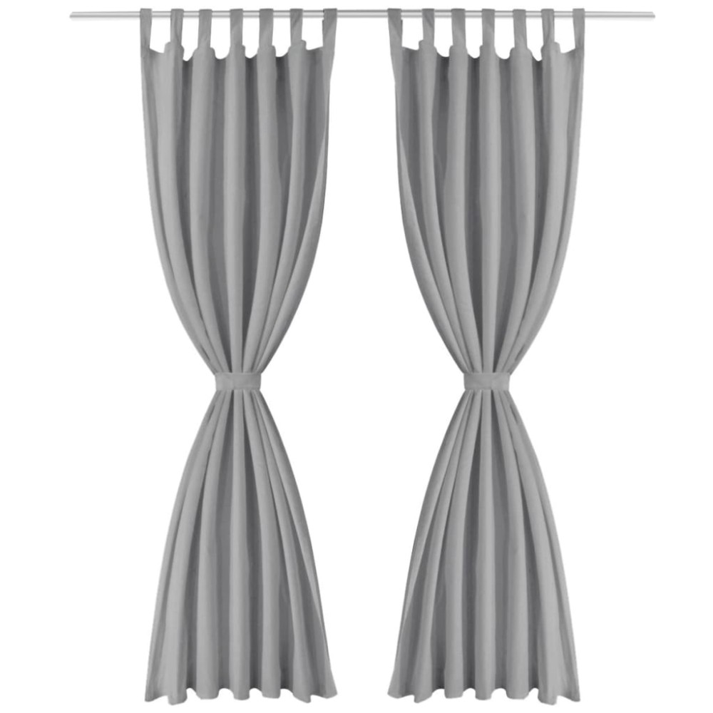 vidaXL Κουρτίνες με Θηλιές 2 τεμ. Γκρι 140 x 225 εκ. από Microsatin