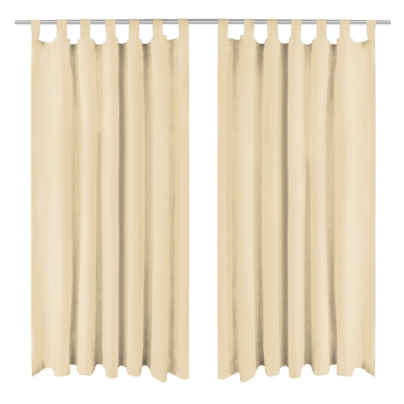 vidaXL Κουρτίνες με Θηλιές 2 τεμ. Μπεζ 140 x 225 εκ. από Microsatin