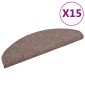 vidaXL Πατάκια Σκάλας Αυτοκόλλητα 15 τεμ. Καφέ 65x21x4εκ. Βελονιασμένο