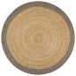 vidaXL Χαλί Χειροποίητο 90 εκ. από Γιούτα με Γκρι Μπορντούρα