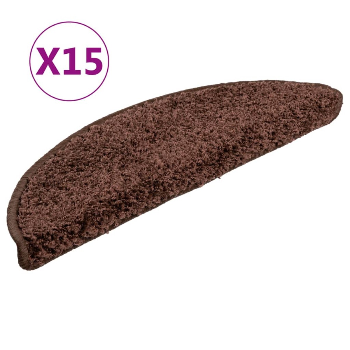 vidaXL Πατάκια Σκάλας Μοκέτα 15 τεμ. Καφέ 56 x 17 x 3 εκ.