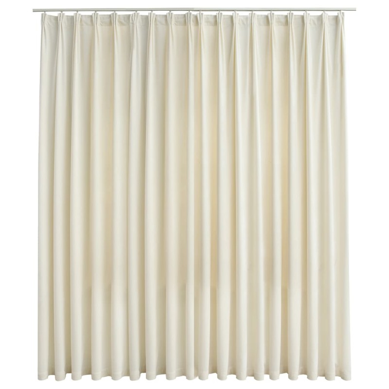 vidaXL Κουρτίνα Συσκότισης με Γάντζους Κρεμ 290 x 245 εκ. Βελούδο