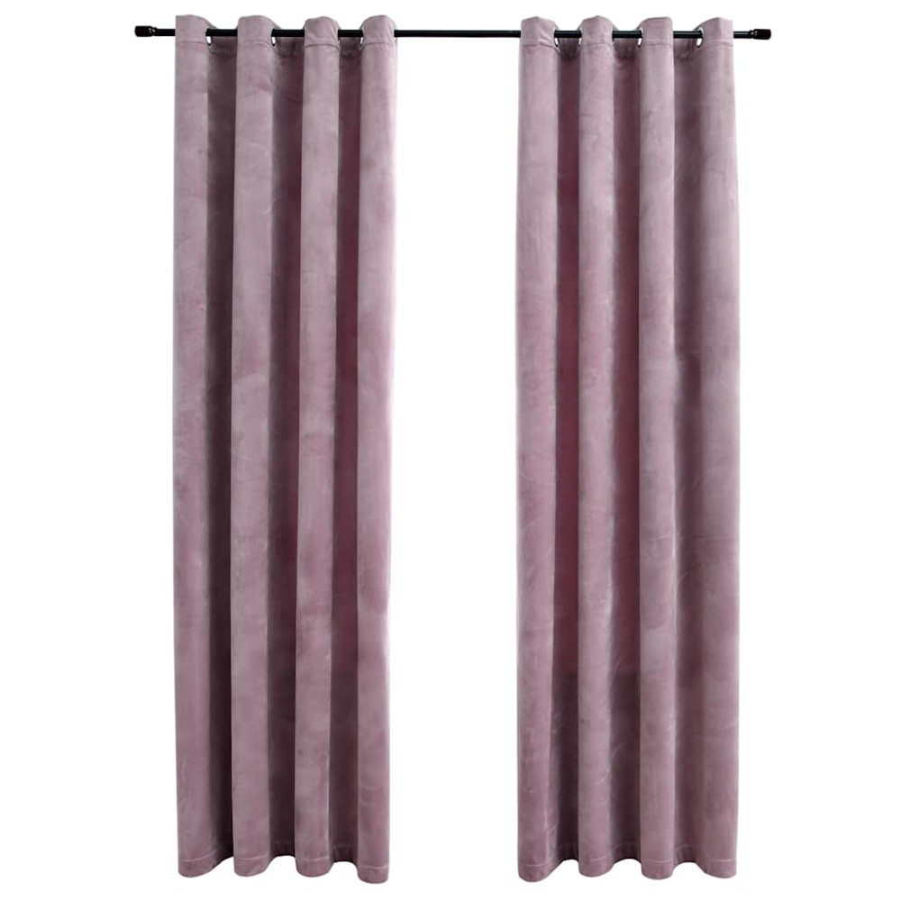 vidaXL Κουρτίνες Συσκότ. Κρίκοι 2 τεμ. Ροζ Αντικέ 140x175 εκ. Βελούδο