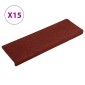 vidaXL Πατάκια Σκάλας 15 τεμ. Κόκκινα 65x21x4 εκ. Βελονιασμένο Ύφασμα