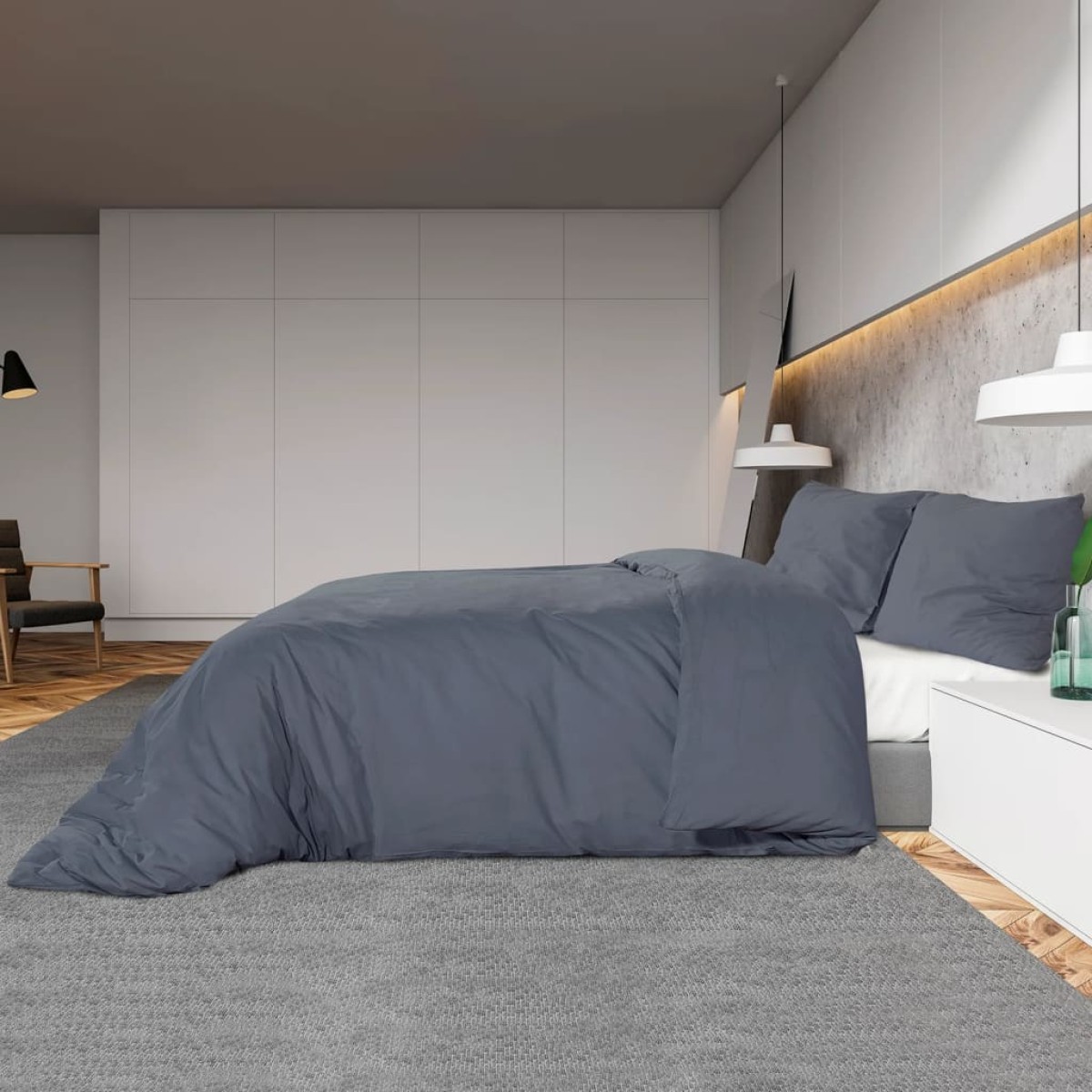 vidaXL Σετ Παπλωματοθήκης Ανθρακί 200x220 εκ. Βαμβακερό