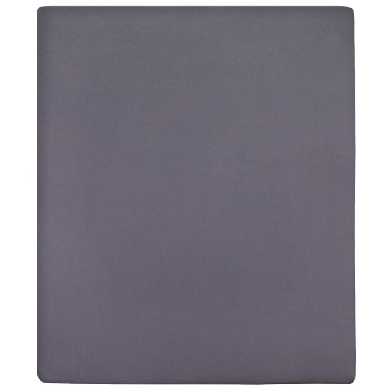 vidaXL Σεντόνι Με Λάστιχο Ανθρακί 140 x 200 εκ. Βαμβακερό Ζέρσεϊ