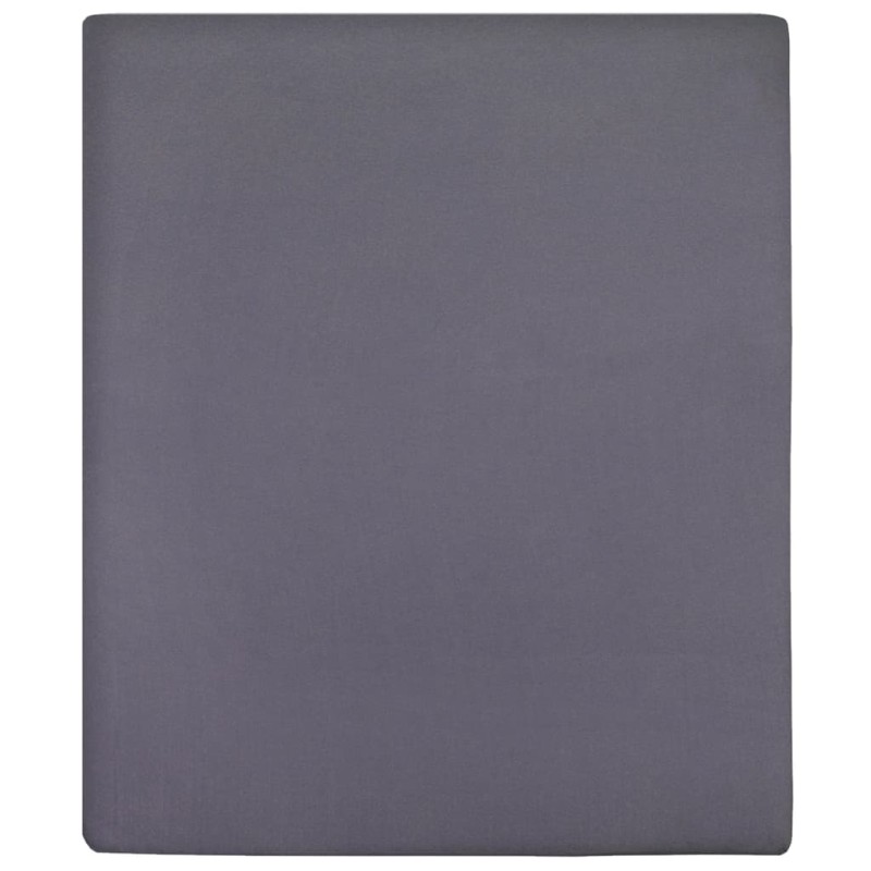 vidaXL Σεντόνια Με Λάστιχο 2 τεμ. Ανθρακί 140x200 εκ. Βαμβακερό Ζέρσεϊ