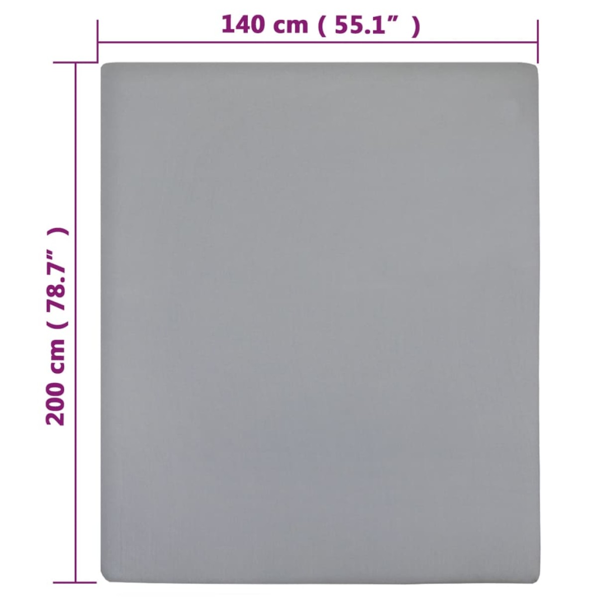 vidaXL Σεντόνι με Λάστιχο Γκρι 140x200 εκ. Βαμβακερό Ζέρσεϊ