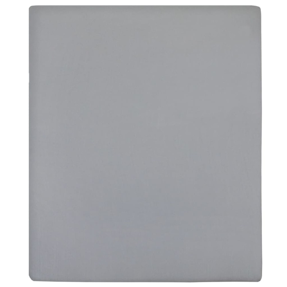 vidaXL Σεντόνια με Λάστιχο 2 τεμ. Γκρι 160x200 εκ. Βαμβακερό Ζέρσεϊ