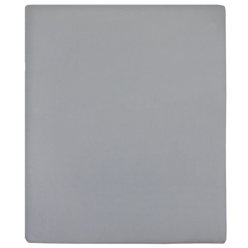 vidaXL Σεντόνια με Λάστιχο 2 τεμ. Γκρι 160x200 εκ. Βαμβακερό Ζέρσεϊ
