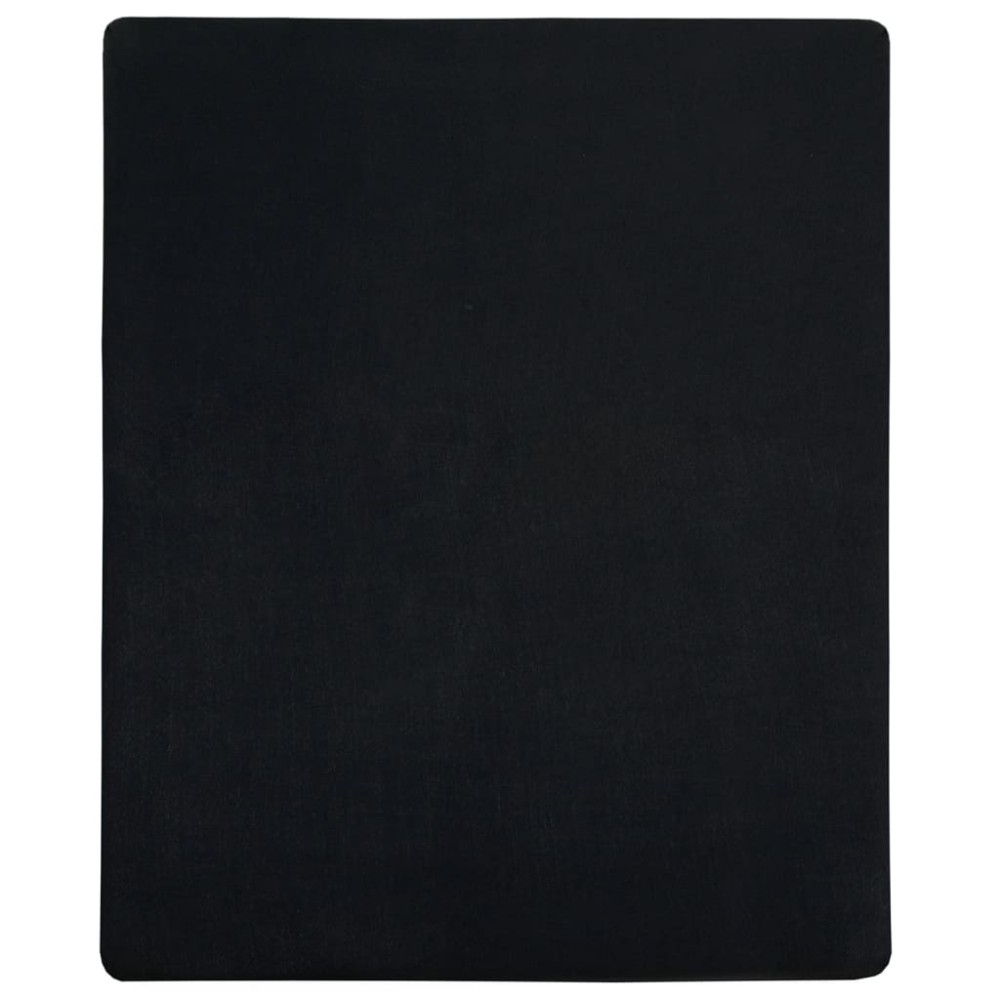 vidaXL Σεντόνι με Λάστιχο Μαύρο 160x200 εκ. Βαμβακερό Ζέρσεϊ