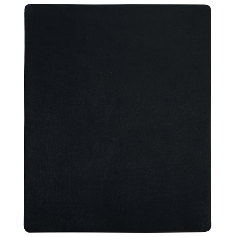 vidaXL Σεντόνια με Λάστιχο 2 τεμ. Μαύρα 160x200 εκ. Βαμβακερό Ζέρσεϊ
