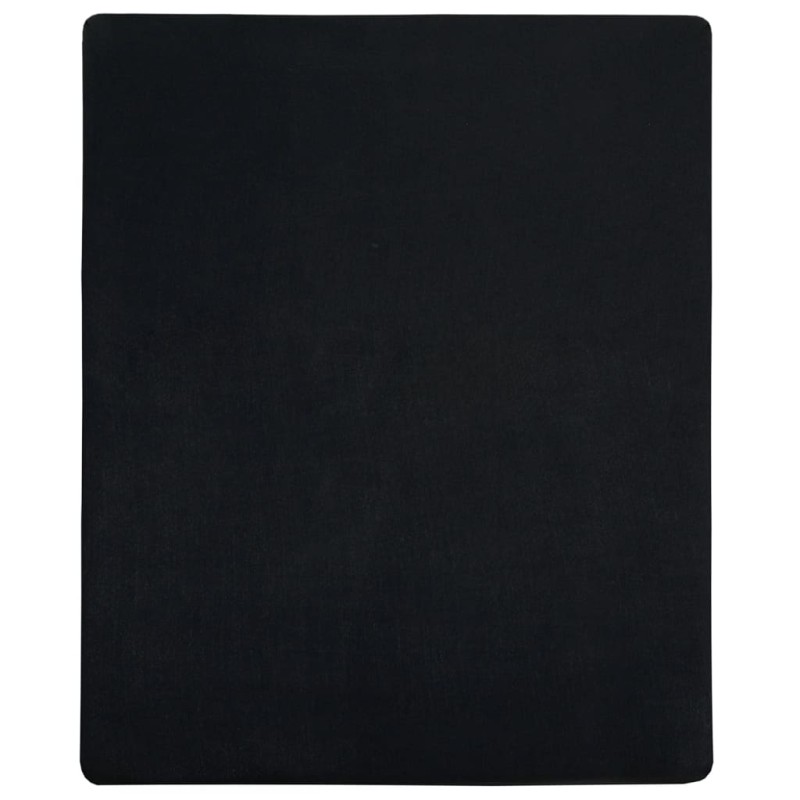 vidaXL Σεντόνι με Λάστιχο Μαύρο 180x200 εκ. Βαμβακερό Ζέρσεϊ
