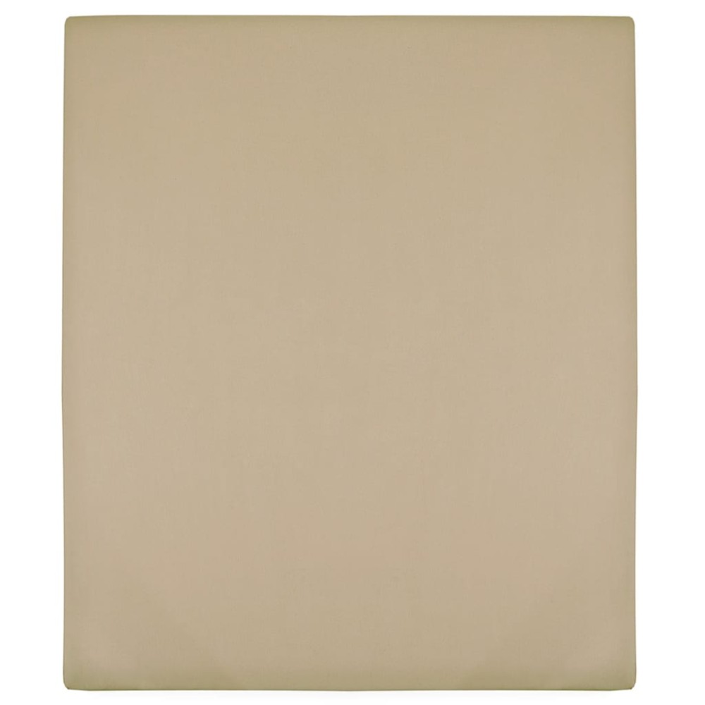 vidaXL Σεντόνι με Λάστιχο Taupe 100x200 εκ. Βαμβακερό Ζέρσεϊ