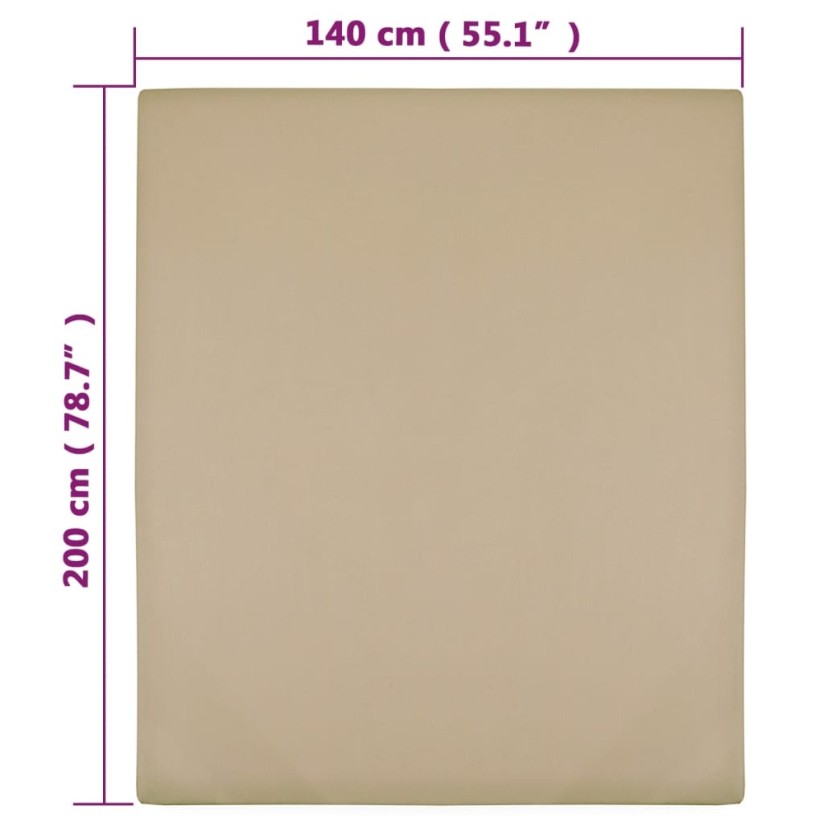 vidaXL Σεντόνι με Λάστιχο Taupe 140x200 εκ. Βαμβακερό Ζέρσεϊ