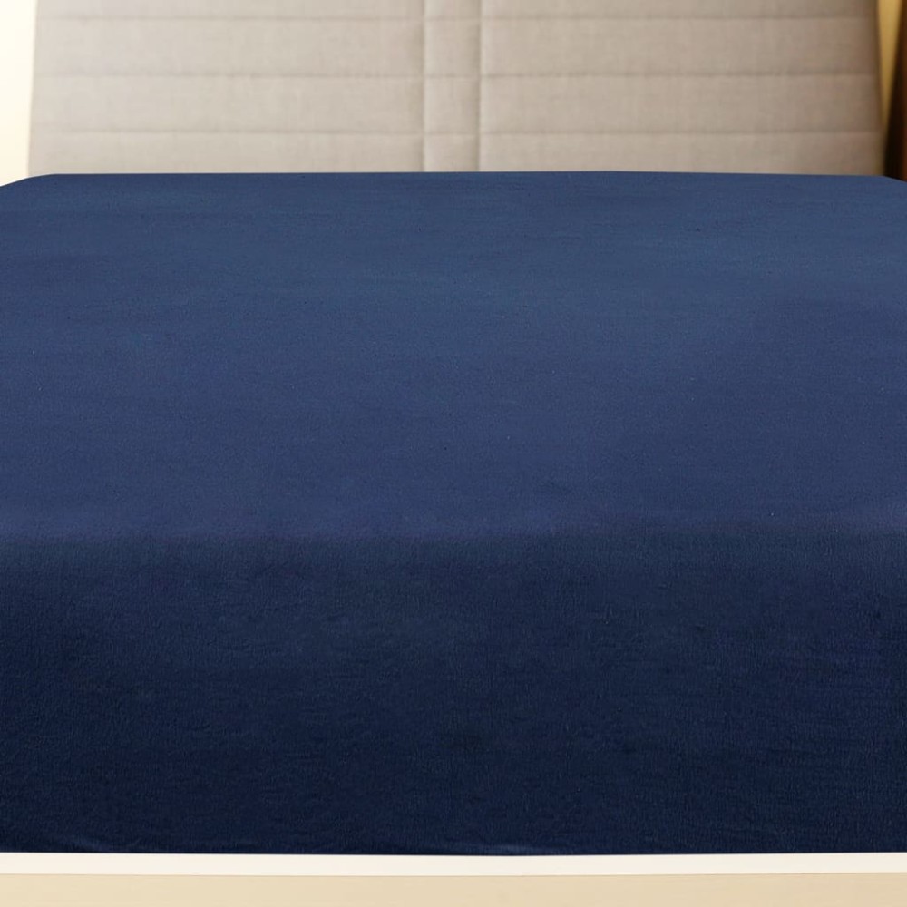 vidaXL Σεντόνια με Λάστιχο 2 τεμ. Μπλε 140x200 εκ. Βαμβακερό Ζέρσεϊ