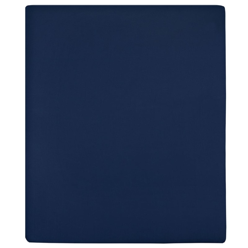 vidaXL Σεντόνια με Λάστιχο 2 τεμ. Μπλε 140x200 εκ. Βαμβακερό Ζέρσεϊ