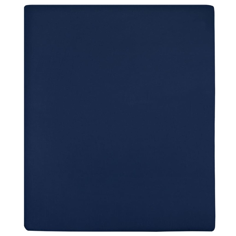 vidaXL Σεντόνια με Λάστιχο 2 τεμ. Μπλε 160x200 εκ. Βαμβακερό Ζέρσεϊ