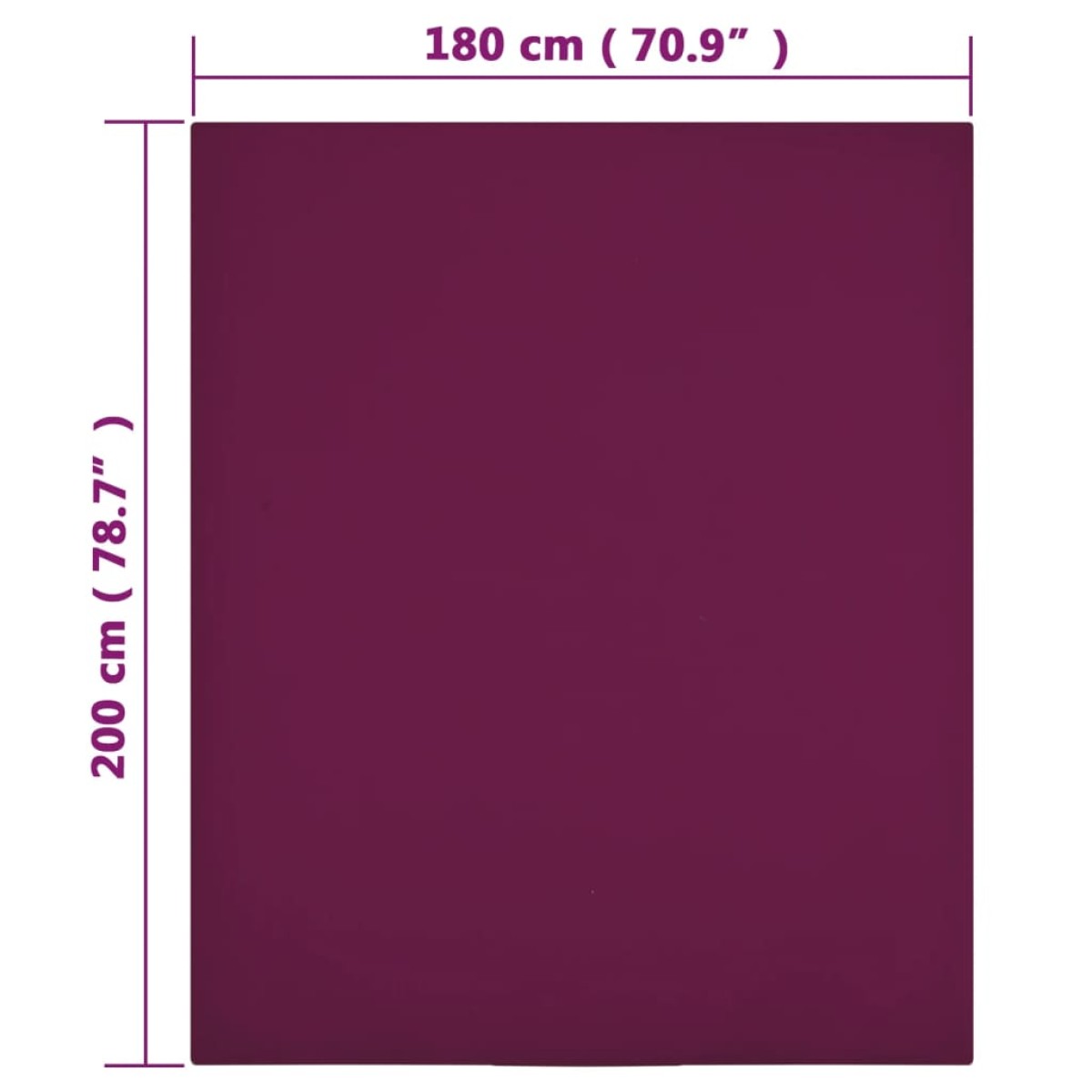 vidaXL Σεντόνια με Λάστιχο 2 τεμ. Μπορντό 180x200 εκ Βαμβακερό Ζέρσεϊ