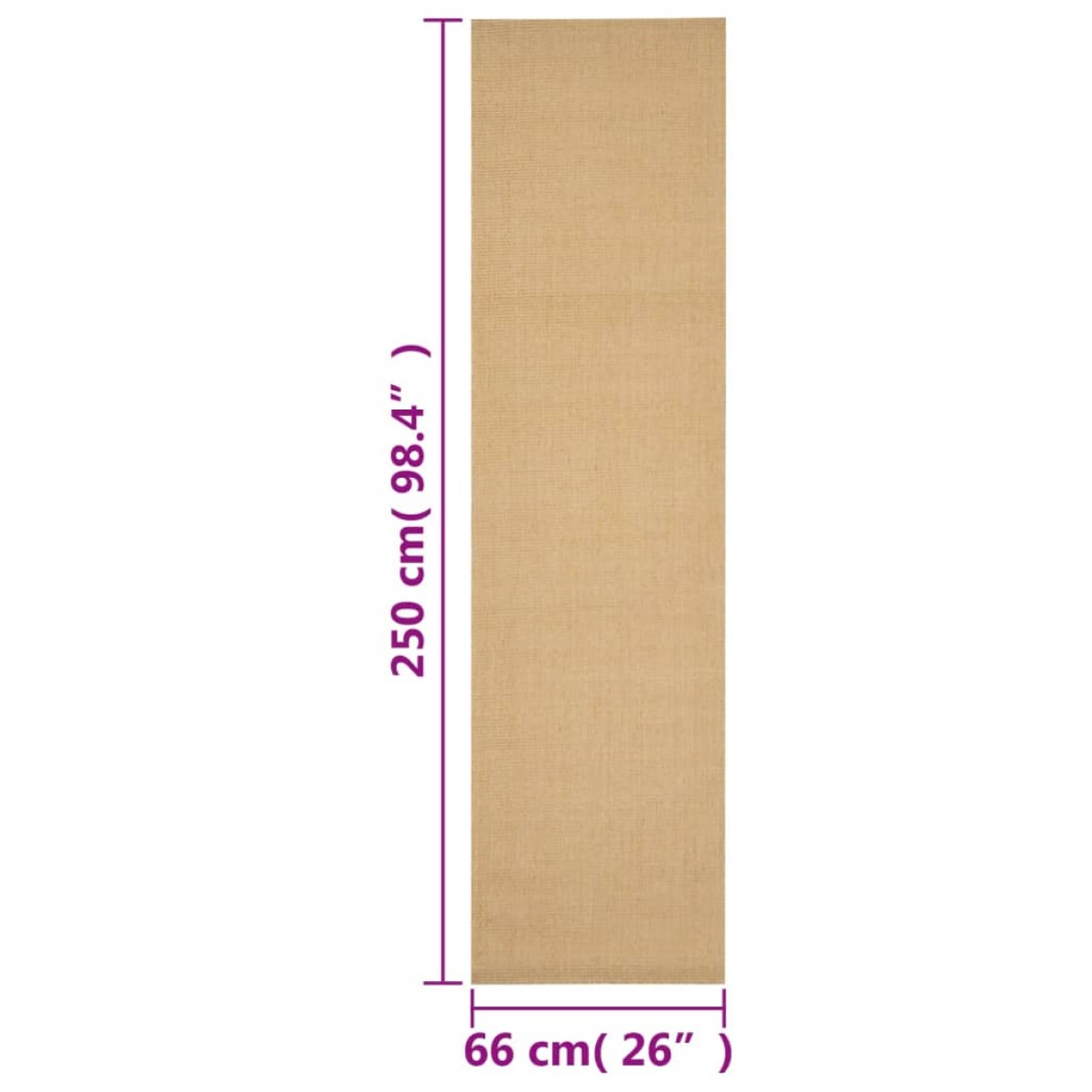 vidaXL Χαλί 66 x 250 εκ. από Φυσικό Σιζάλ