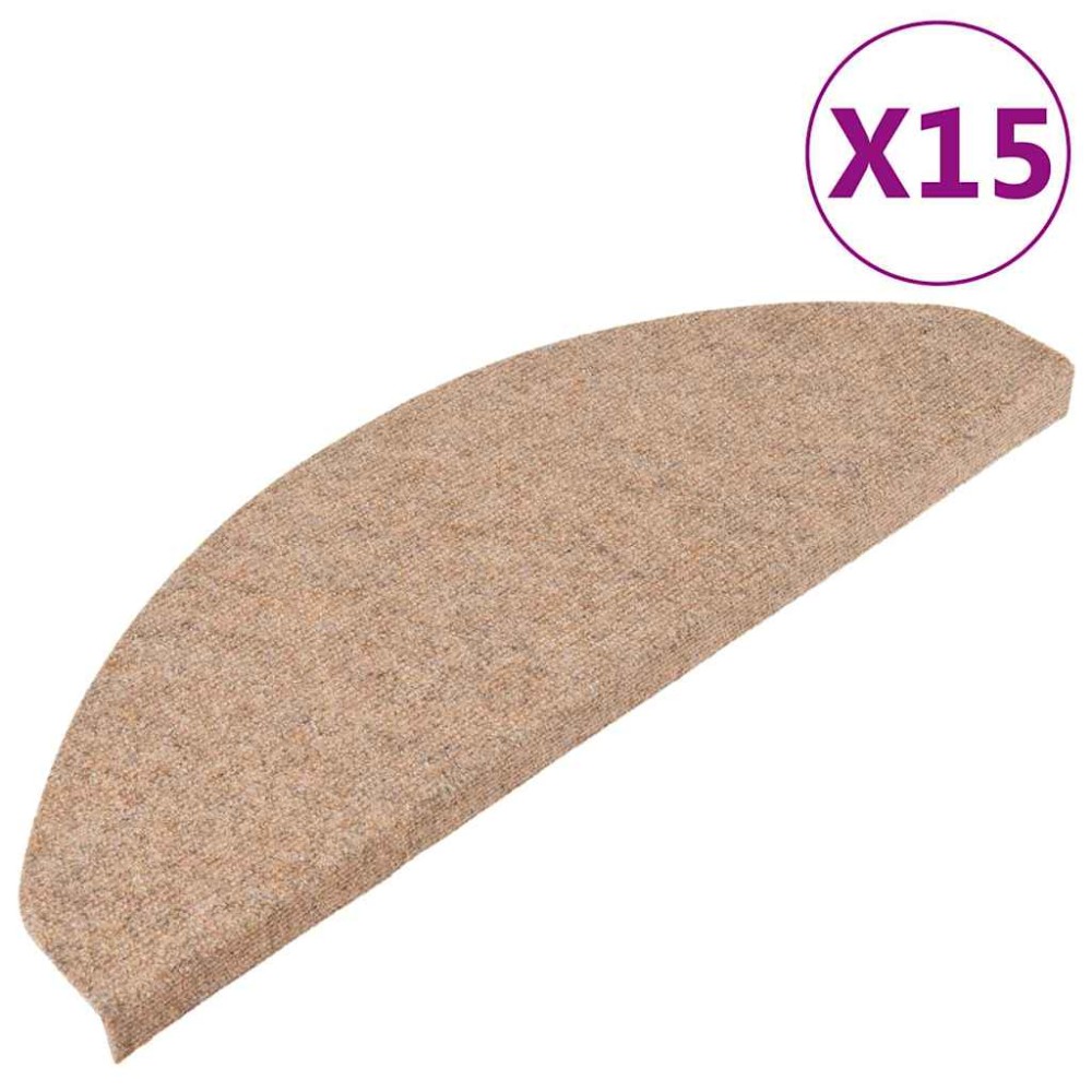 vidaXL Πατάκια Σκάλας Αυτοκόλλητα 15 τεμ. Μπεζ 65x22,5x3,5 εκ.