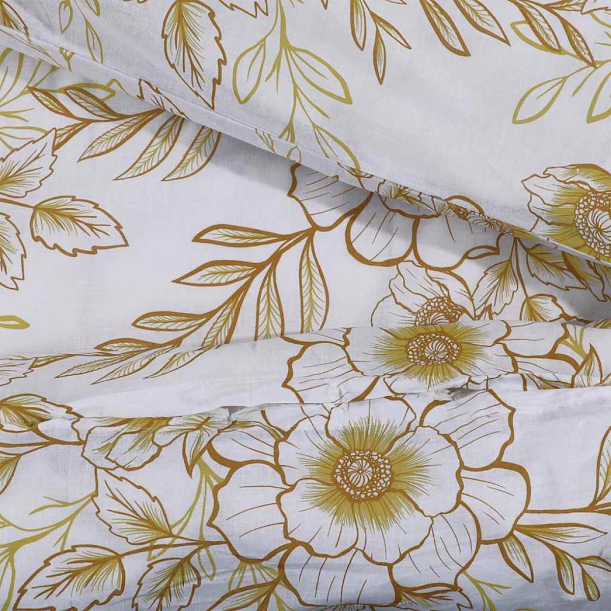 vidaXL Σετ Παπλωματοθήκη Λευκό και Καφέ 135x200 cm Βαμβακερό