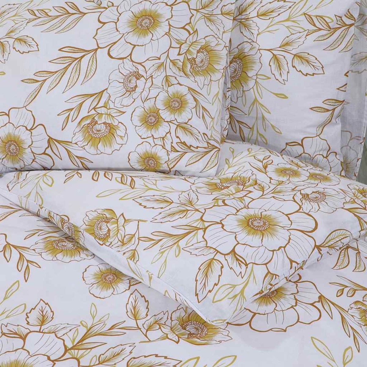 vidaXL Σετ Παπλωματοθήκη Λευκό και Καφέ 135x200 cm Βαμβακερό