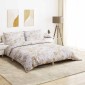 vidaXL Σετ Παπλωματοθήκη Λευκό και Καφέ 135x200 cm Βαμβακερό
