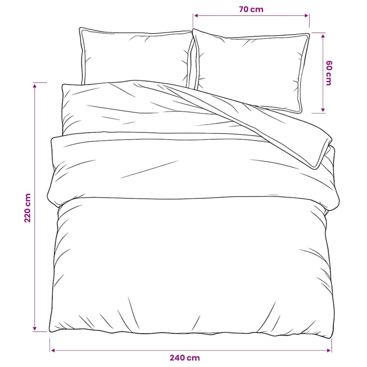 vidaXL Σετ Παπλωματοθήκης Σκούρο Γκρι 240x220 εκ. Βαμβακερό