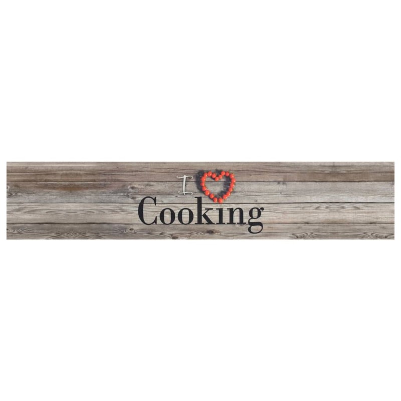 vidaXL Χαλί Κουζίνας Πλενόμενο Γκρι Επιγρ. Cooking 60x300 εκ. Βελούδο